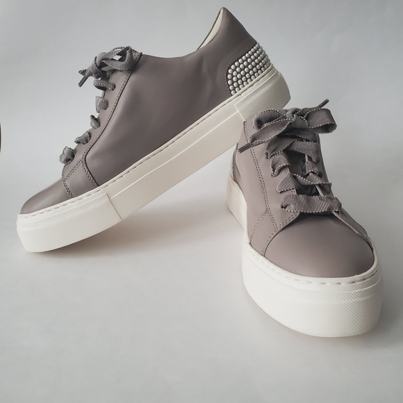 Agl Shoes - AGL Pearl Platform Beige Leather Sneaker